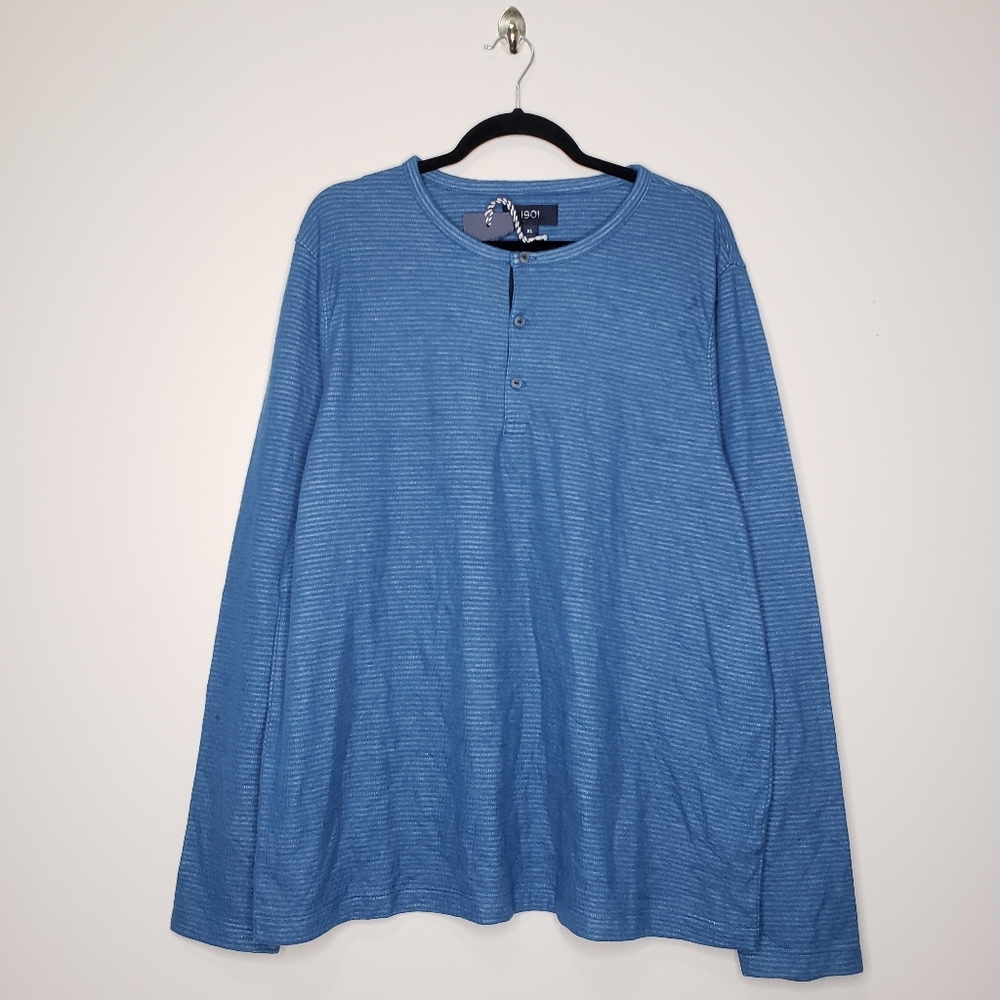 1901 striped long sleeve henley tee